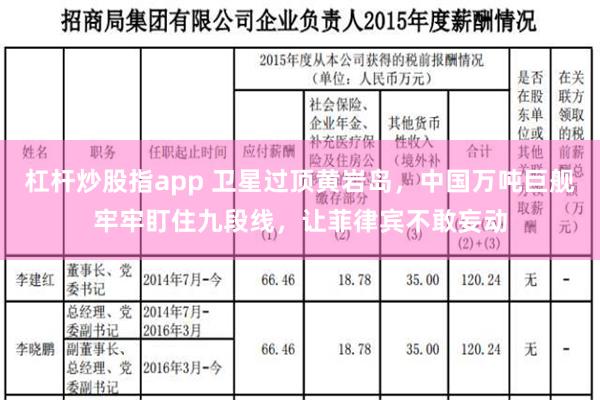 杠杆炒股指app 卫星过顶黄岩岛，中国万吨巨舰牢牢盯住九段线，让菲律宾不敢妄动